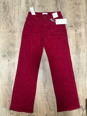 BAMBOO Corduroy Straight-Leg Jeans in Deep Burgundy
